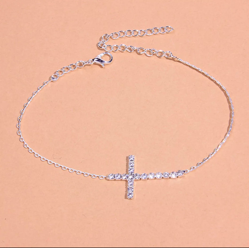 Cross Anklet Silver